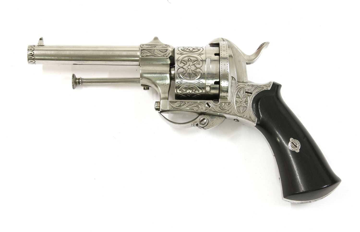 A cased six-shot pin-fire Belgian revolver, - Image 3 of 7