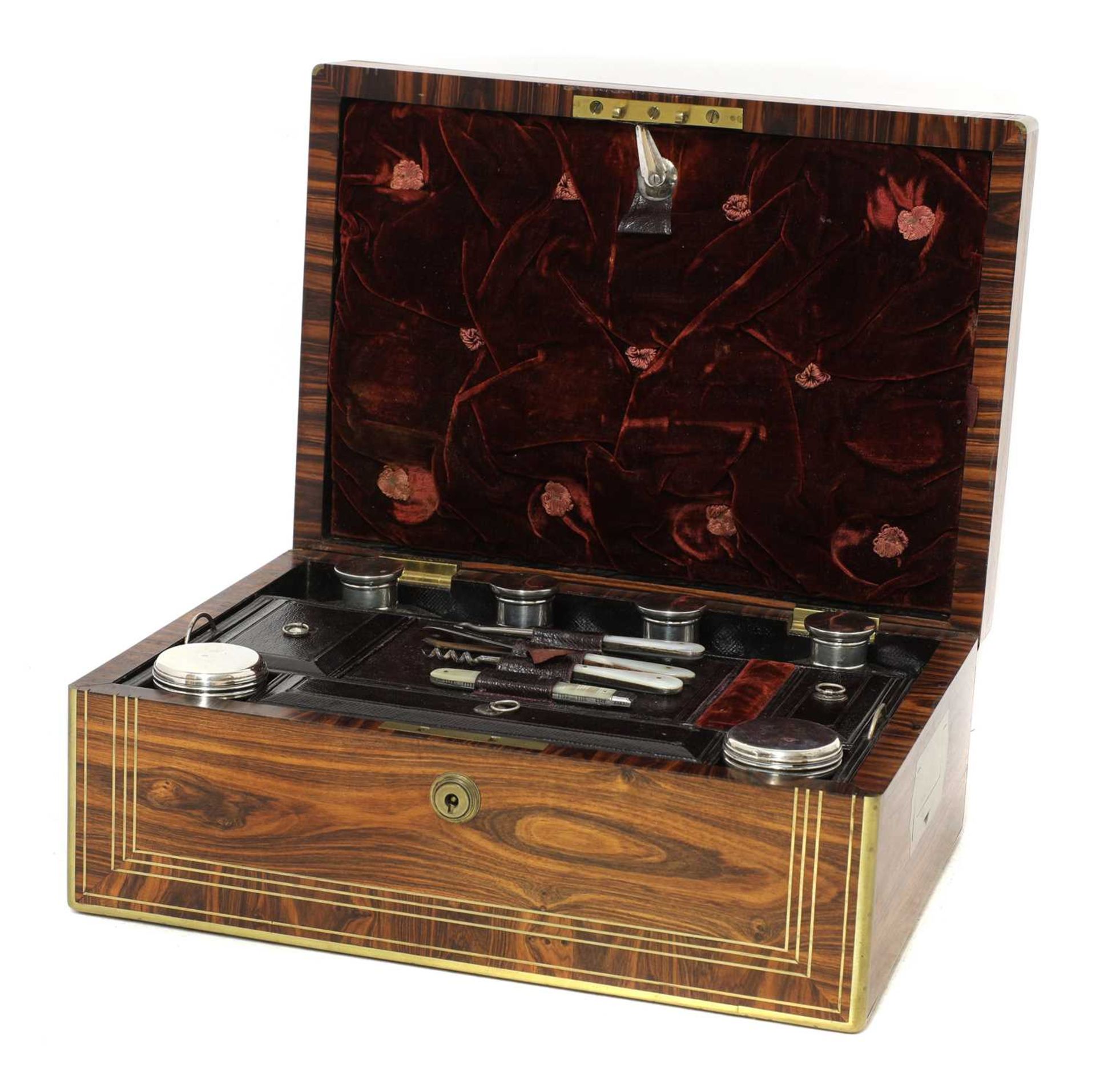 A kingwood and brass inlaid travelling desk, - Image 3 of 5