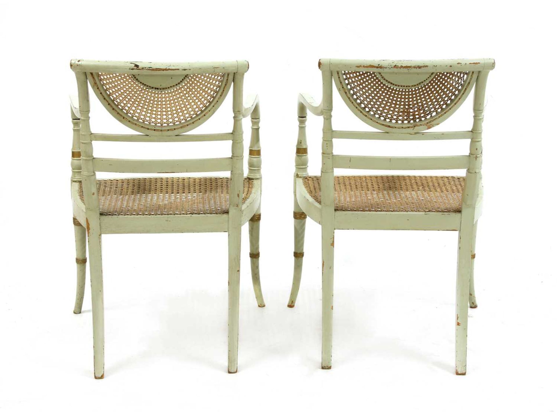 A pair of painted neoclassical salon chairs, - Image 5 of 8