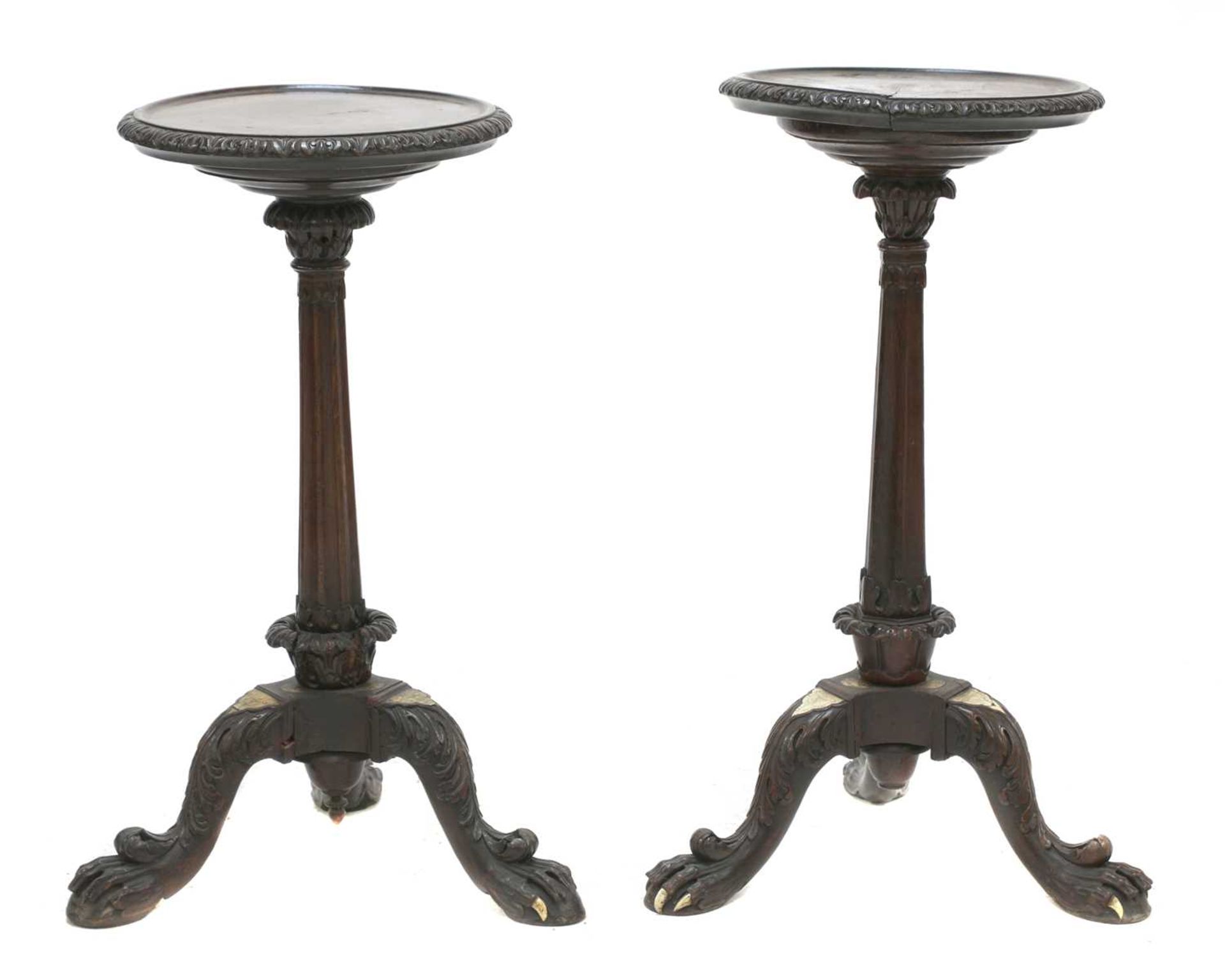 A near pair of Anglo-Indian padouk tripod tables, - Image 3 of 10