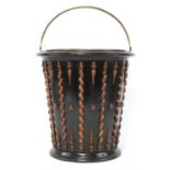 A Dutch ebonised peat bucket,