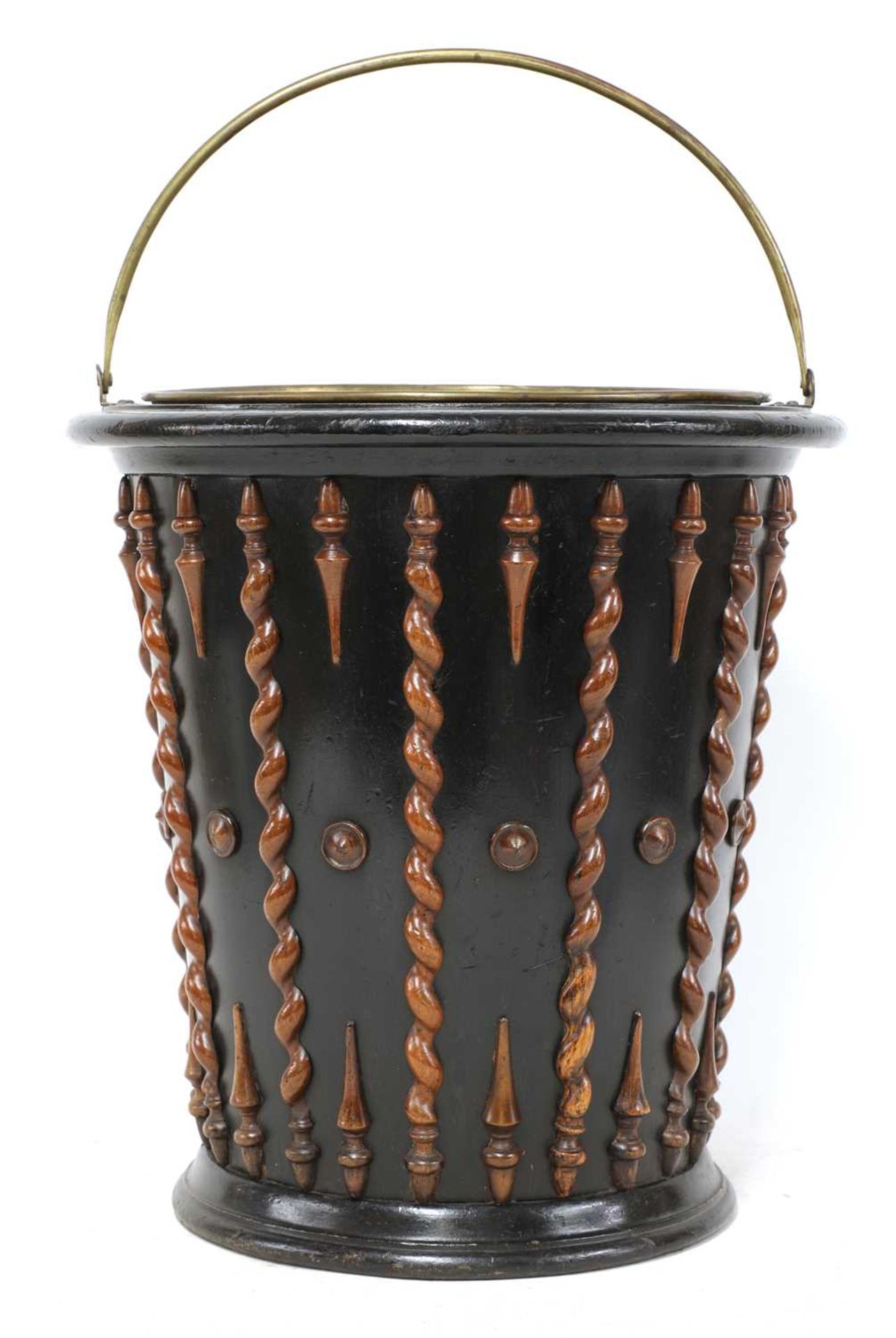 A Dutch ebonised peat bucket,