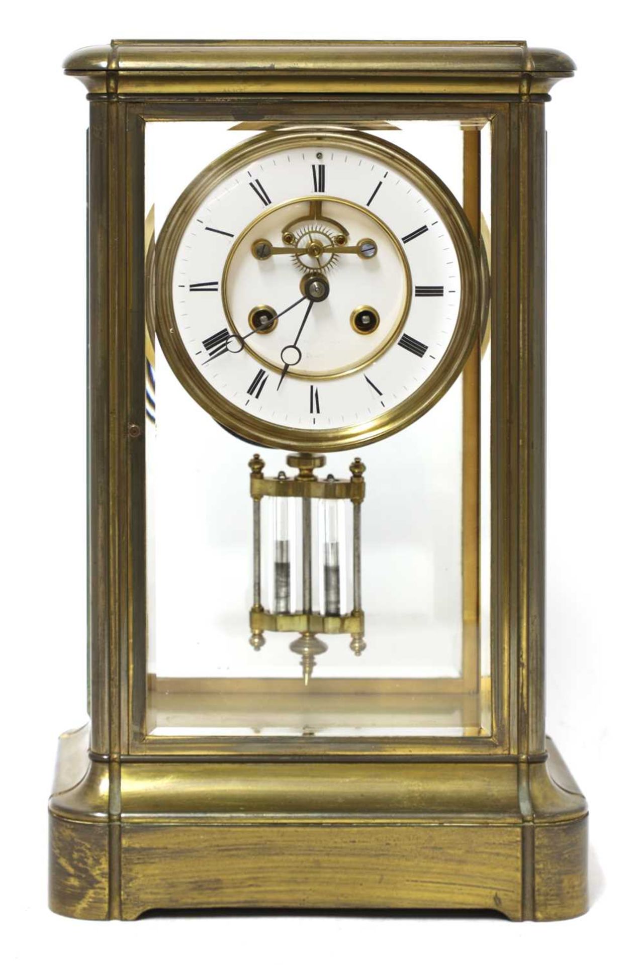 A four-glass mantel clock,