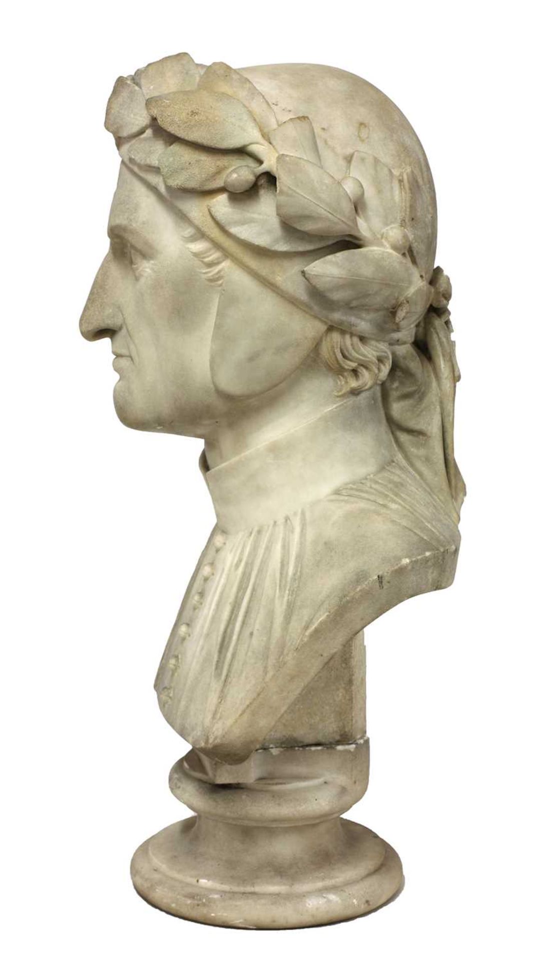 A marble portrait bust of Dante Alighieri, - Image 2 of 4