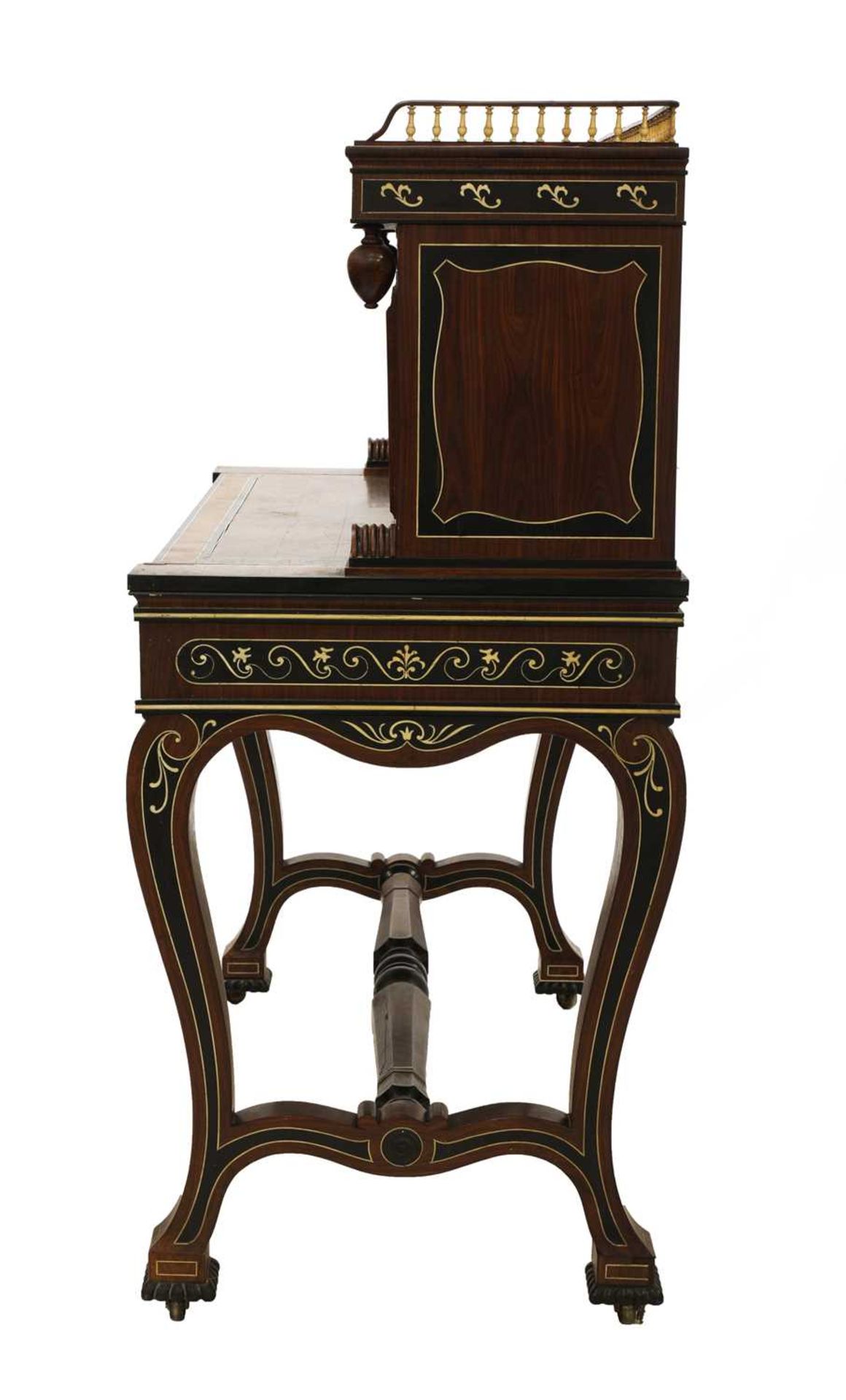 An Anglo-Indian padouk, ebony and ivory inlaid bureau cabinet, - Image 3 of 21