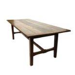 An oak plank top refectory table,