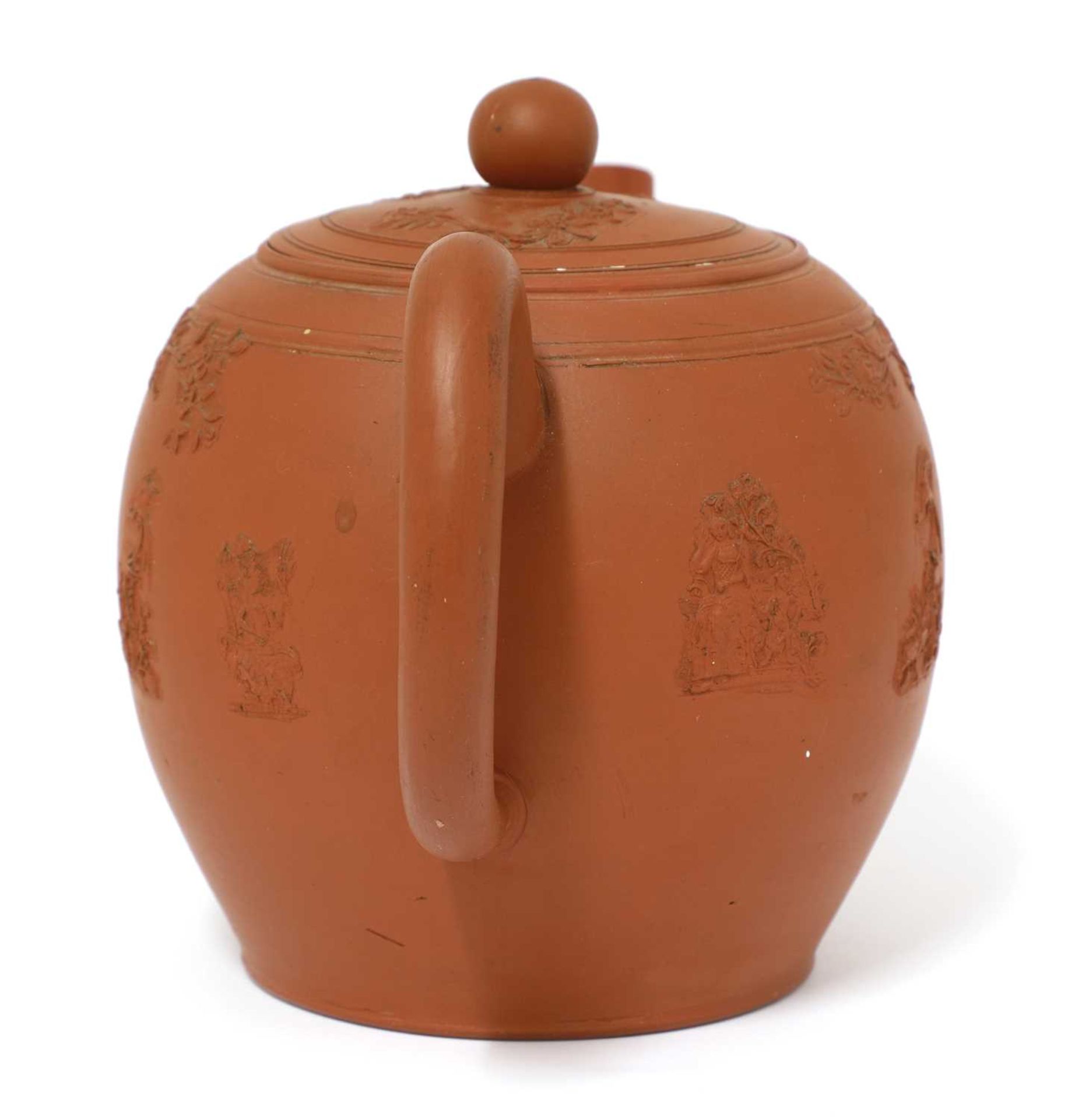 A Staffordshire redware large ovoid teapot and cover, - Image 4 of 4