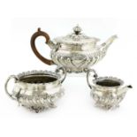 A George III silver three-piece tea service,