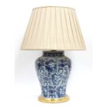 A large Japanese-style porcelain baluster table lamp,