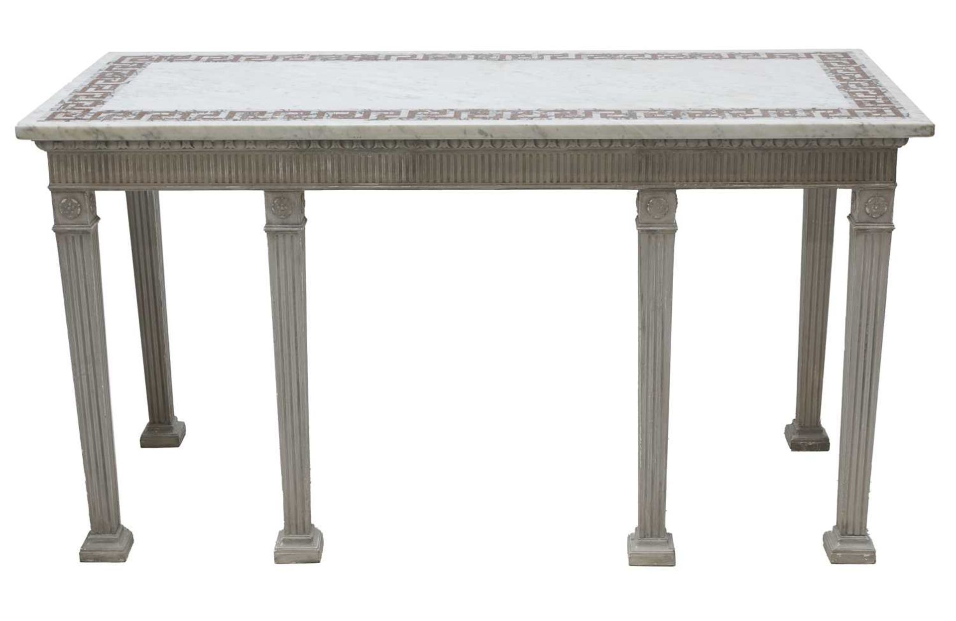 A pair of contemporary marble-topped console tables, - Image 2 of 11