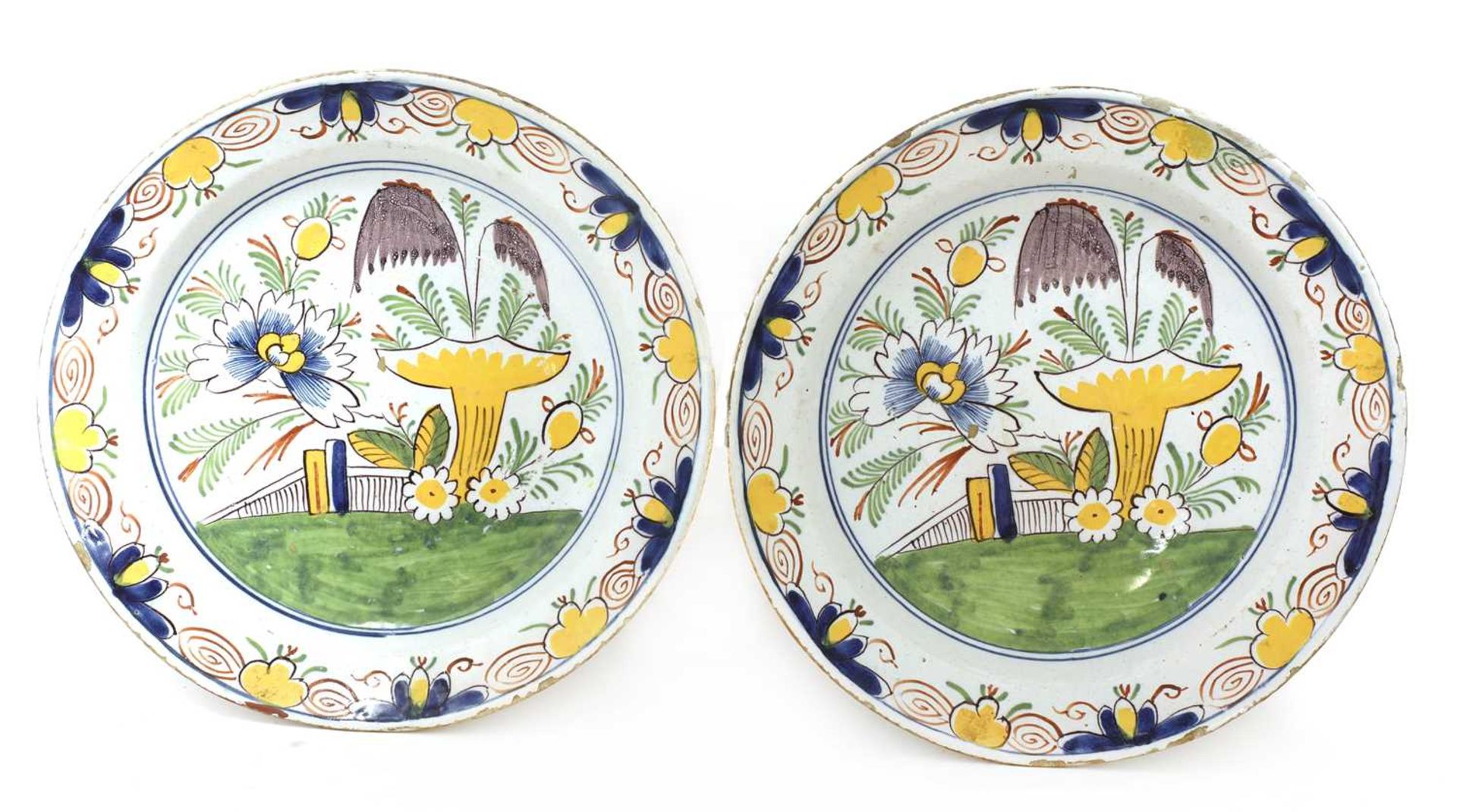 A pair of Dutch delft chargers,