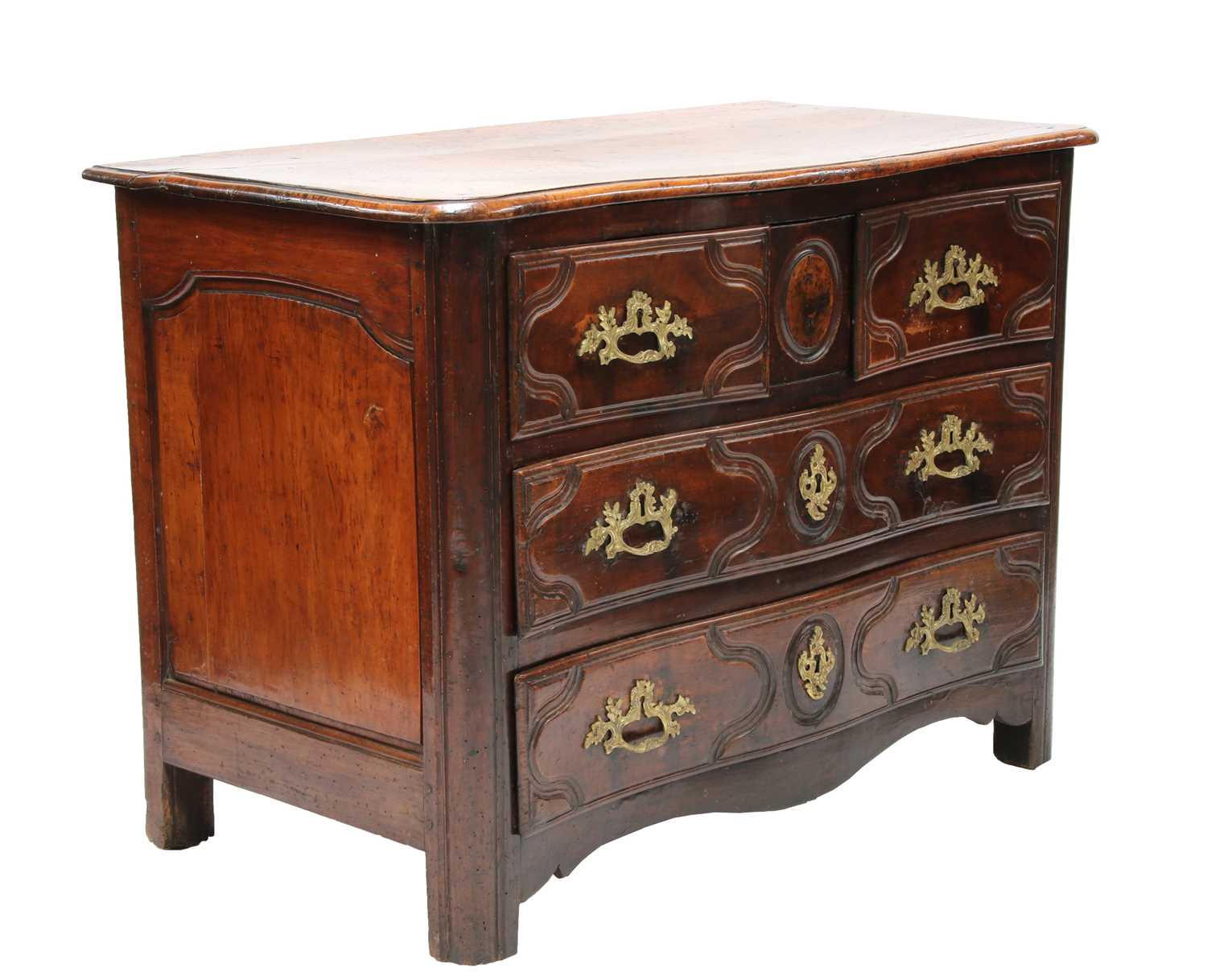 A French provincial walnut commode,