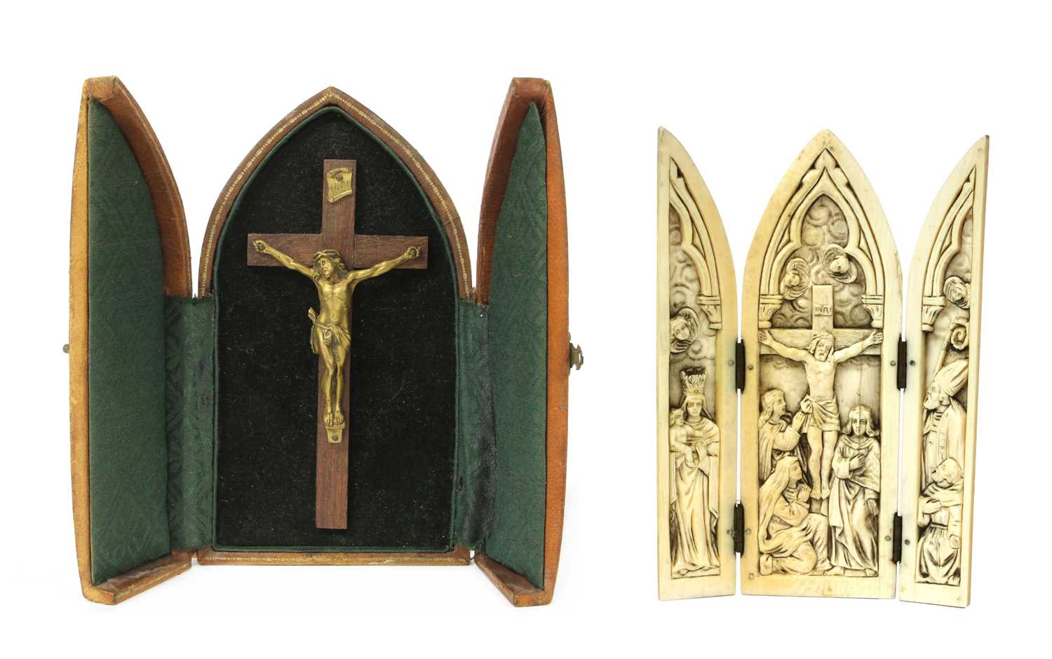 A carved ivory triptych,