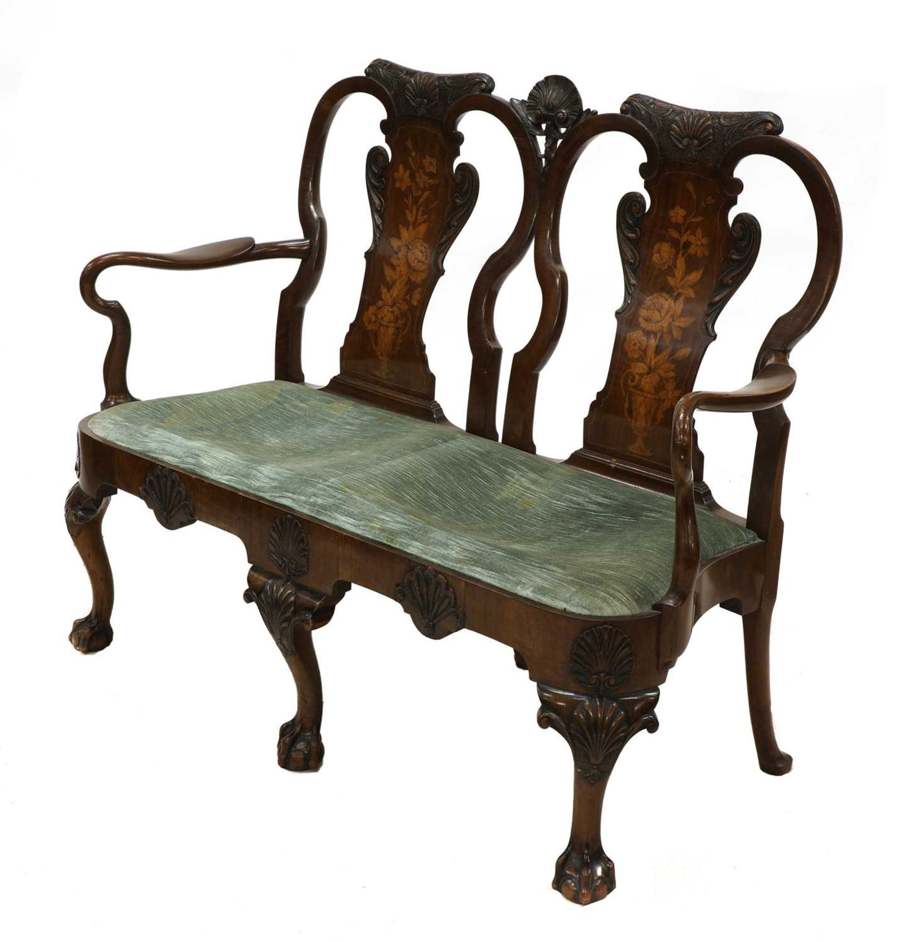 A George II-style walnut two-seater settee, - Image 2 of 10