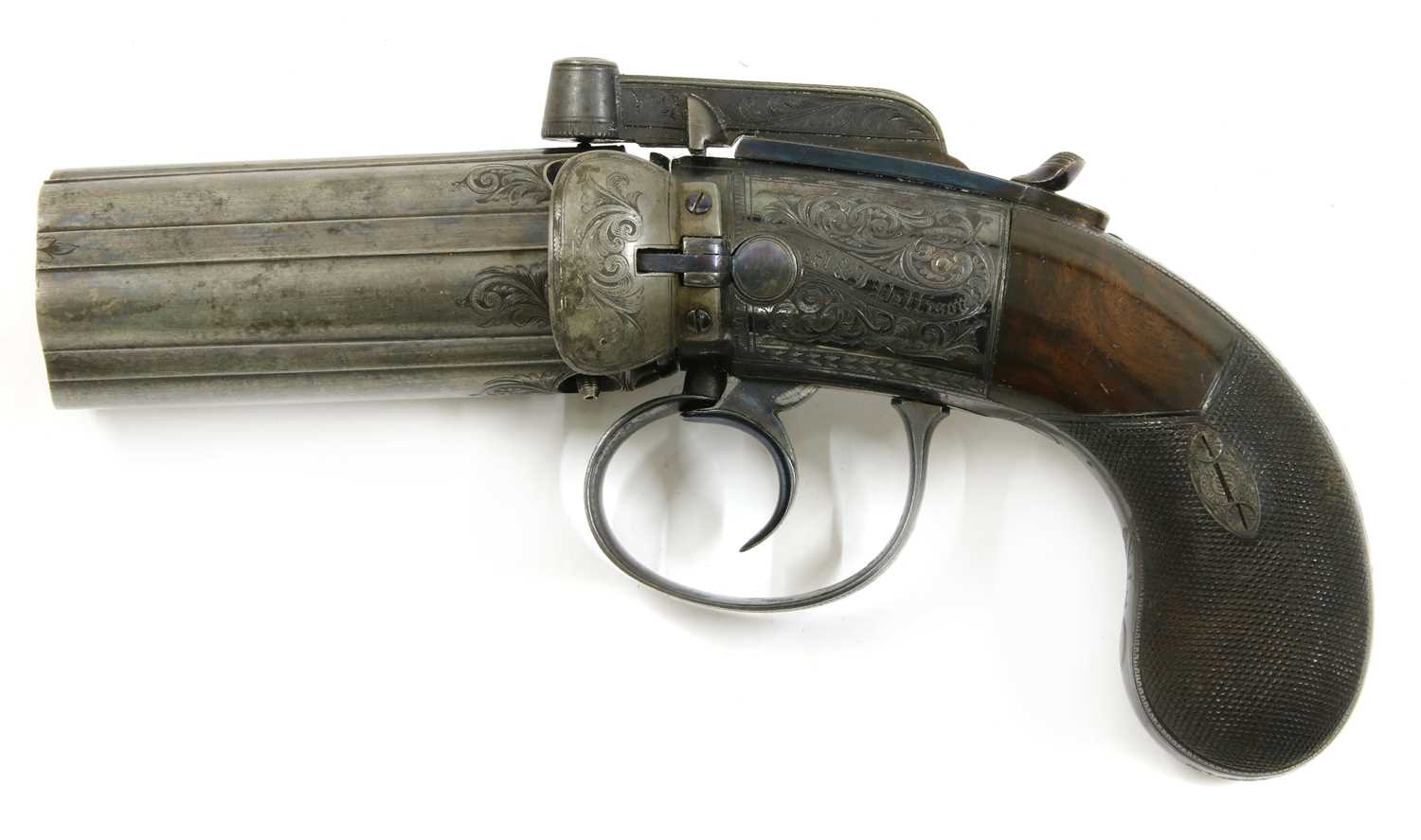 A 6-shot percussion pepperbox revolver by M & J Pattison, - Image 2 of 5