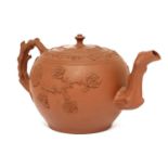 A Staffordshire redware large globular teapot and cover,