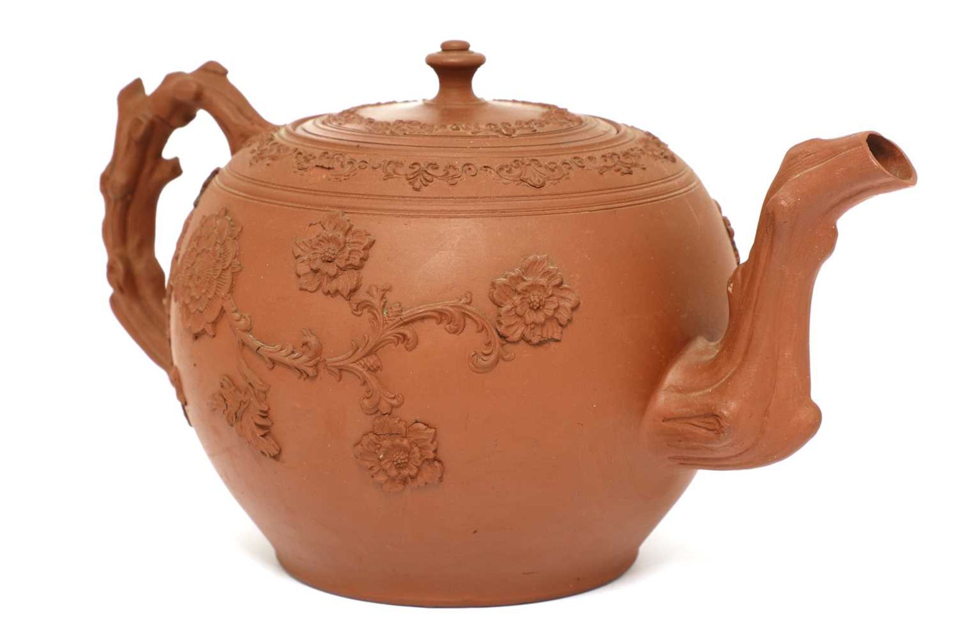 A Staffordshire redware large globular teapot and cover,