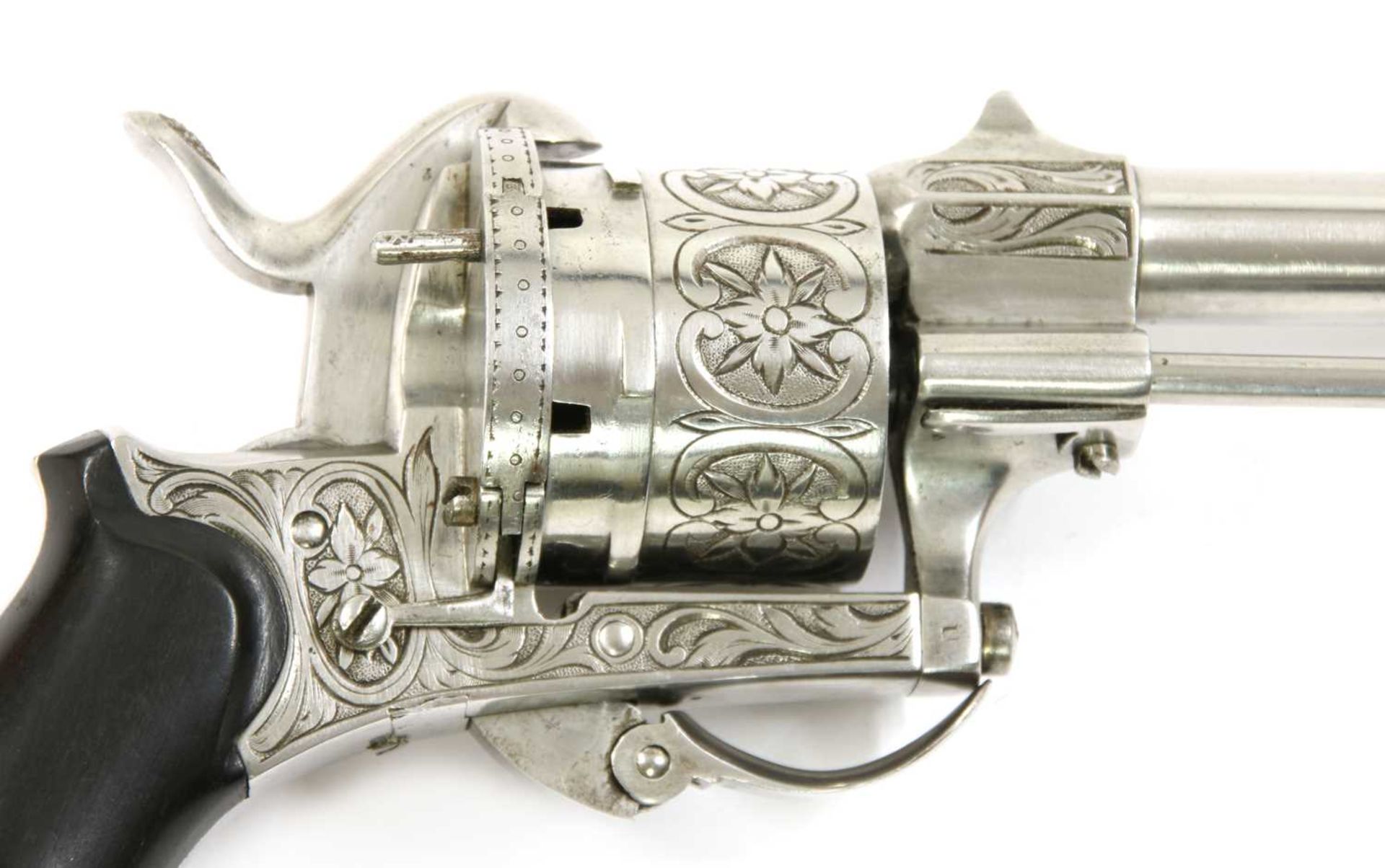 A cased six-shot pin-fire Belgian revolver, - Image 5 of 7
