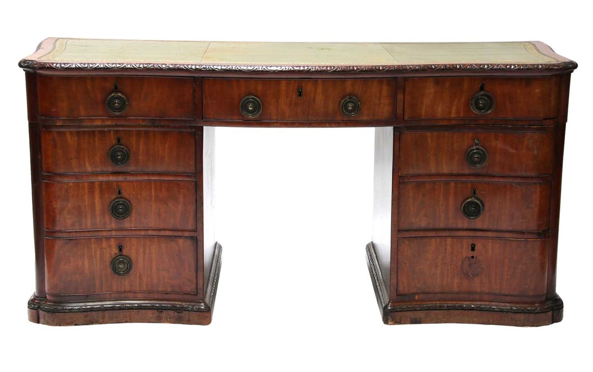 A Chippendale period mahogany twin pedestal desk - Image 2 of 8