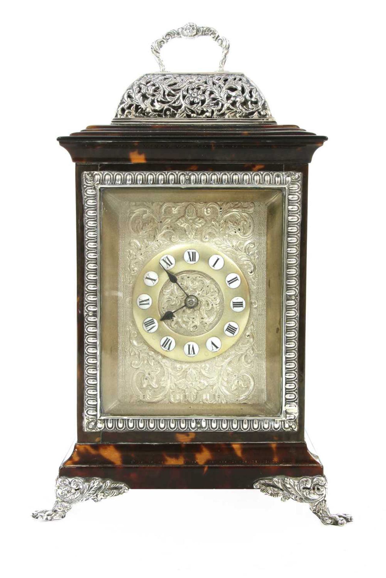 A cast silver and tortoiseshell carriage clock, - Image 2 of 6