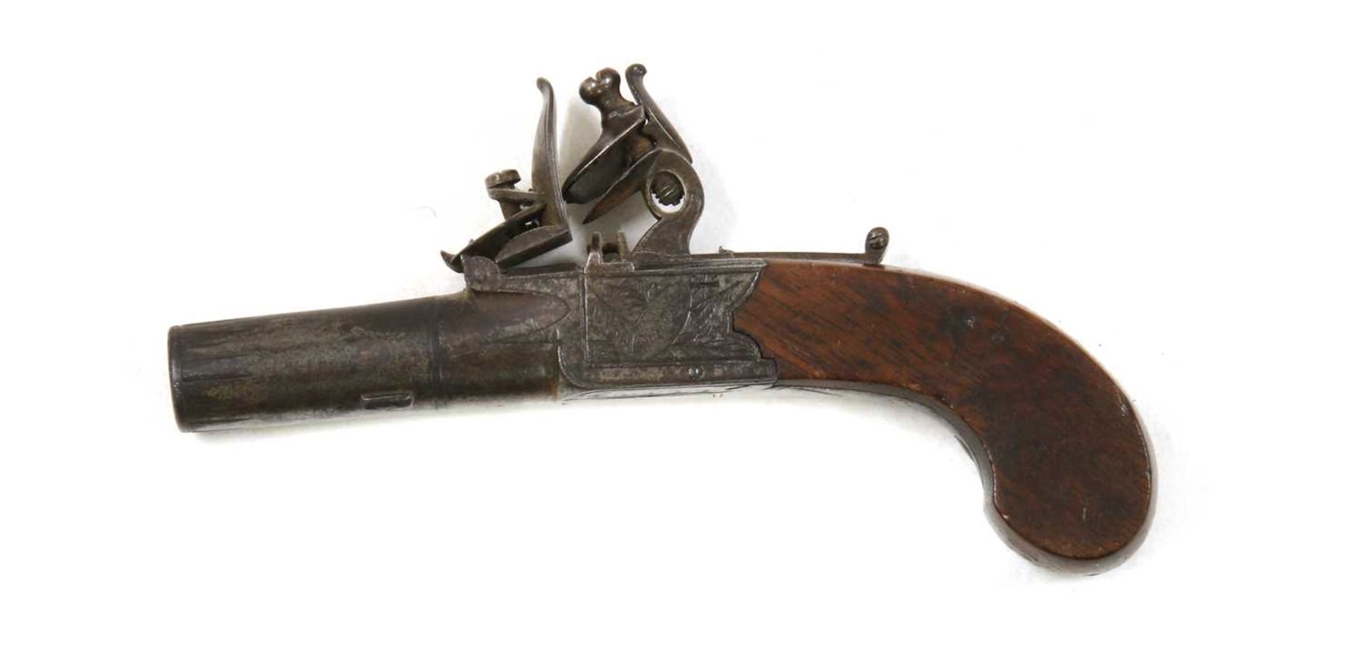 A flintlock cannon barrel pocket pistol,