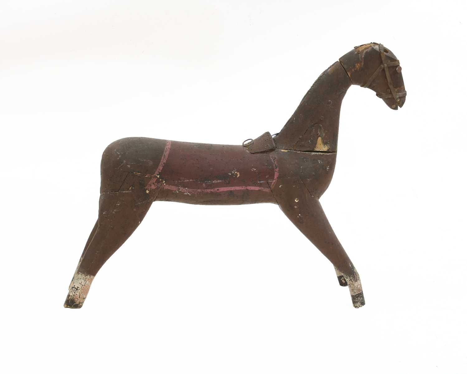 A folk art painted wooden horse, - Image 3 of 3