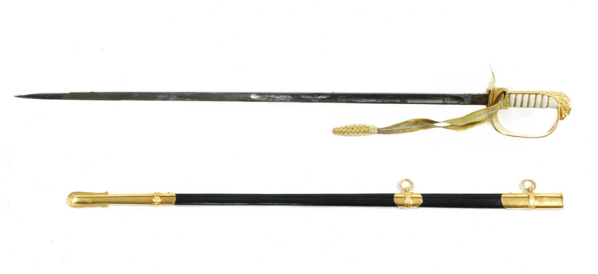 An Elizabeth II RAF dress sword, scabbard and ribbon, - Image 2 of 6