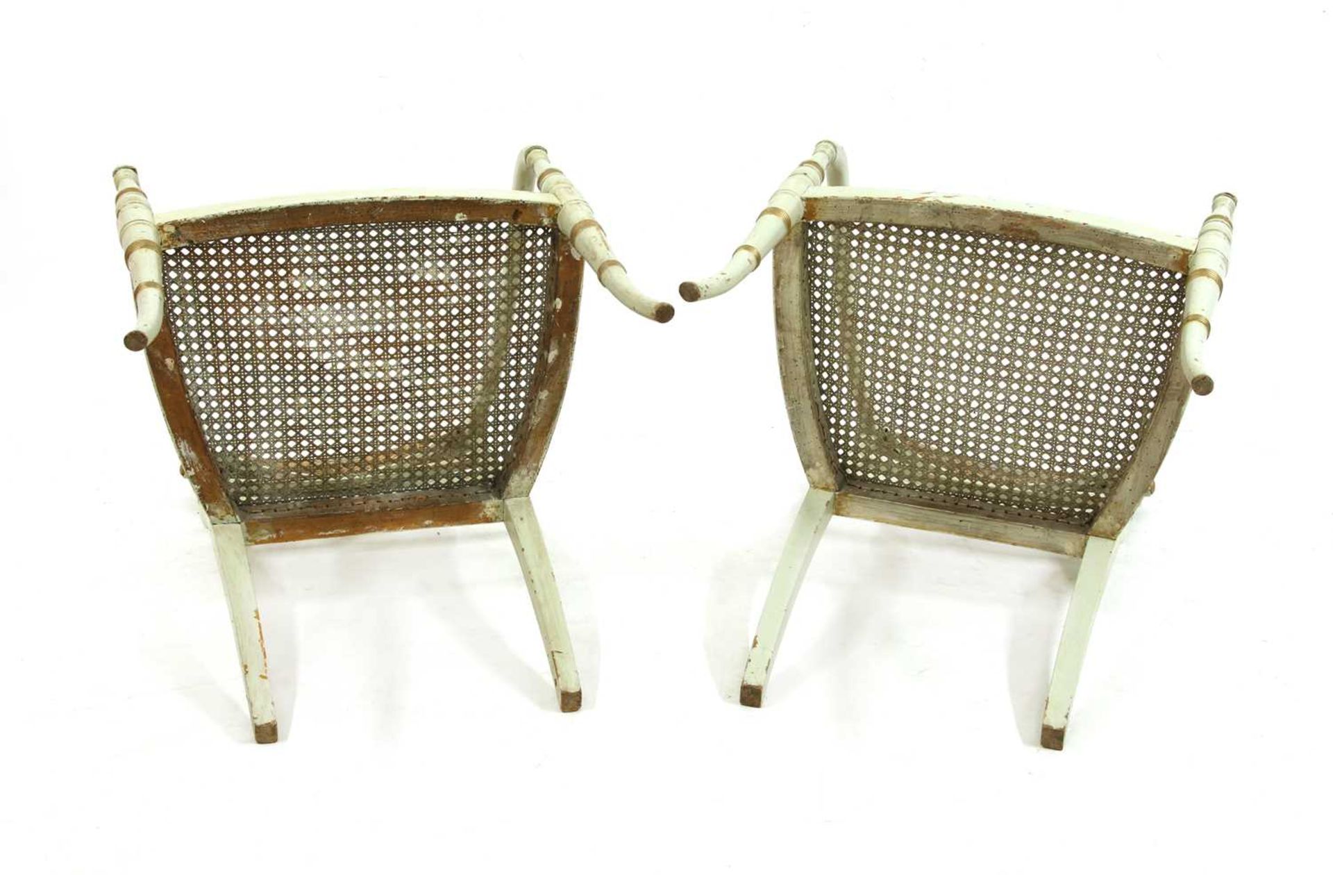 A pair of painted neoclassical salon chairs, - Image 6 of 8