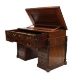 A George III mahogany architect's desk/secretaire,