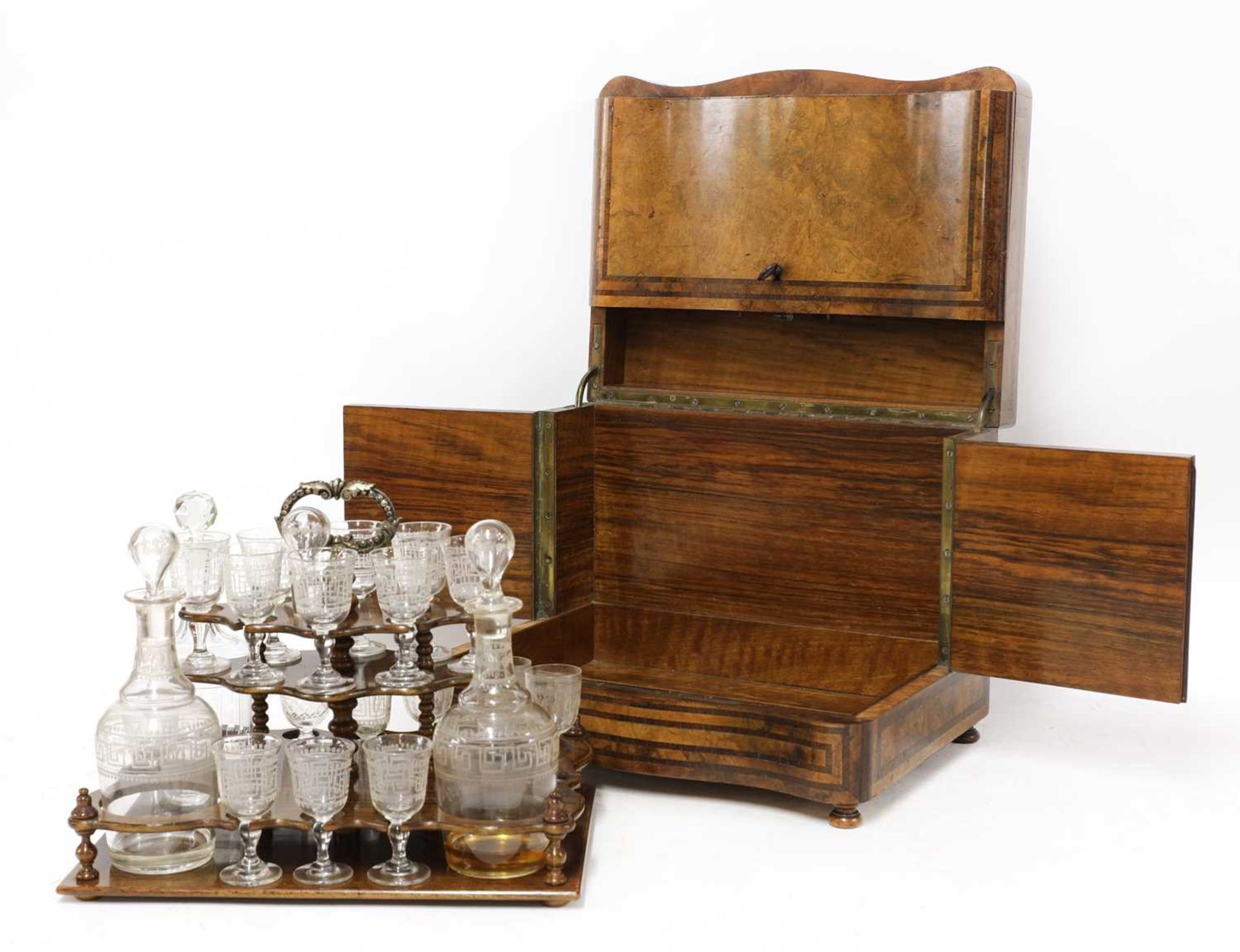 A Victorian burr walnut tabletop drinks cabinet,