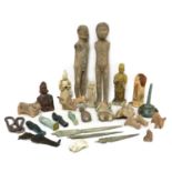 A collection of ancient and later pottery figures and artefacts,