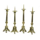 Four French pricket candlesticks