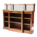 A French Empire mahogany breakfront bookcase,