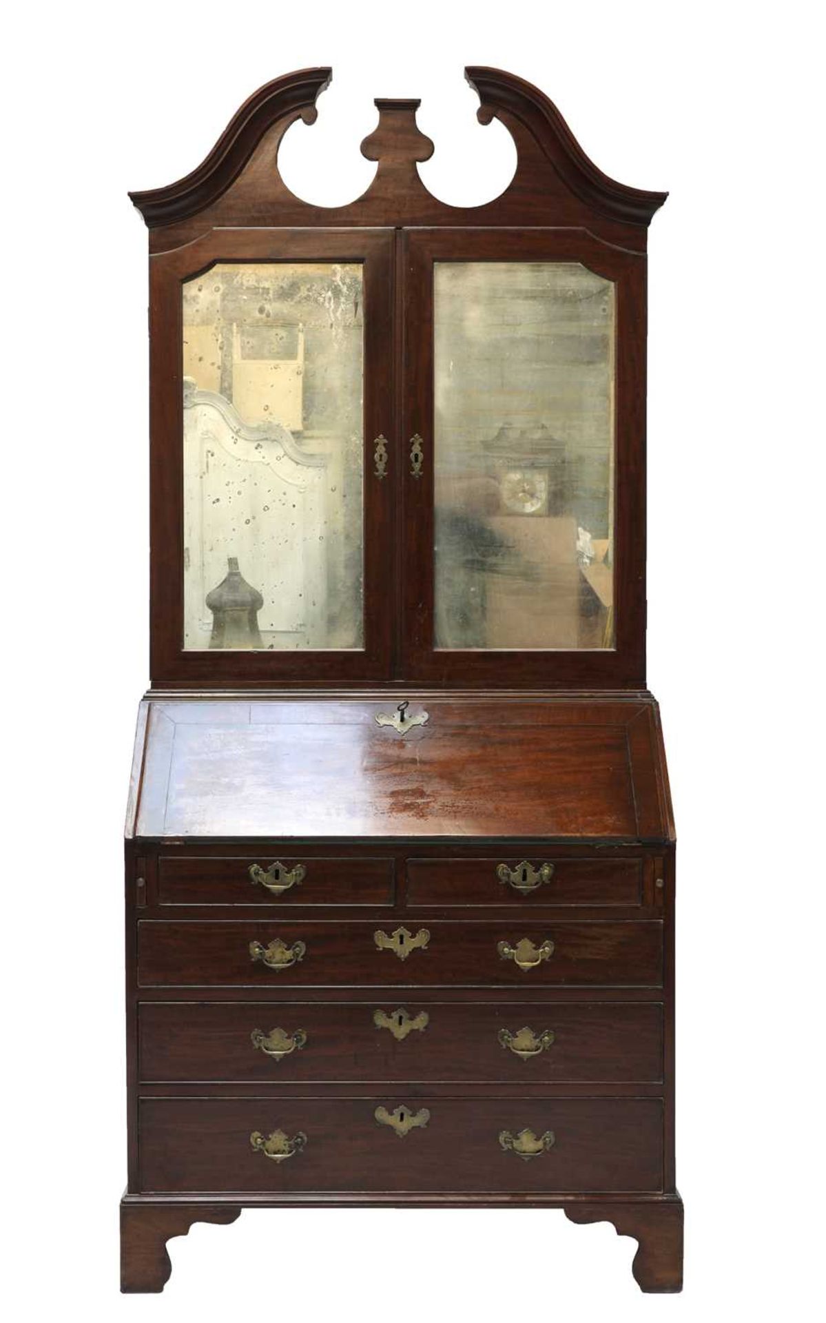 A George III mahogany bureau bookcase,