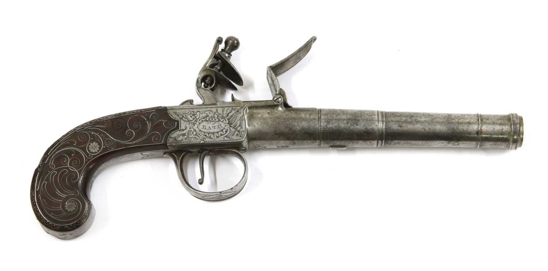 A pair of boxlock flintlock pistols