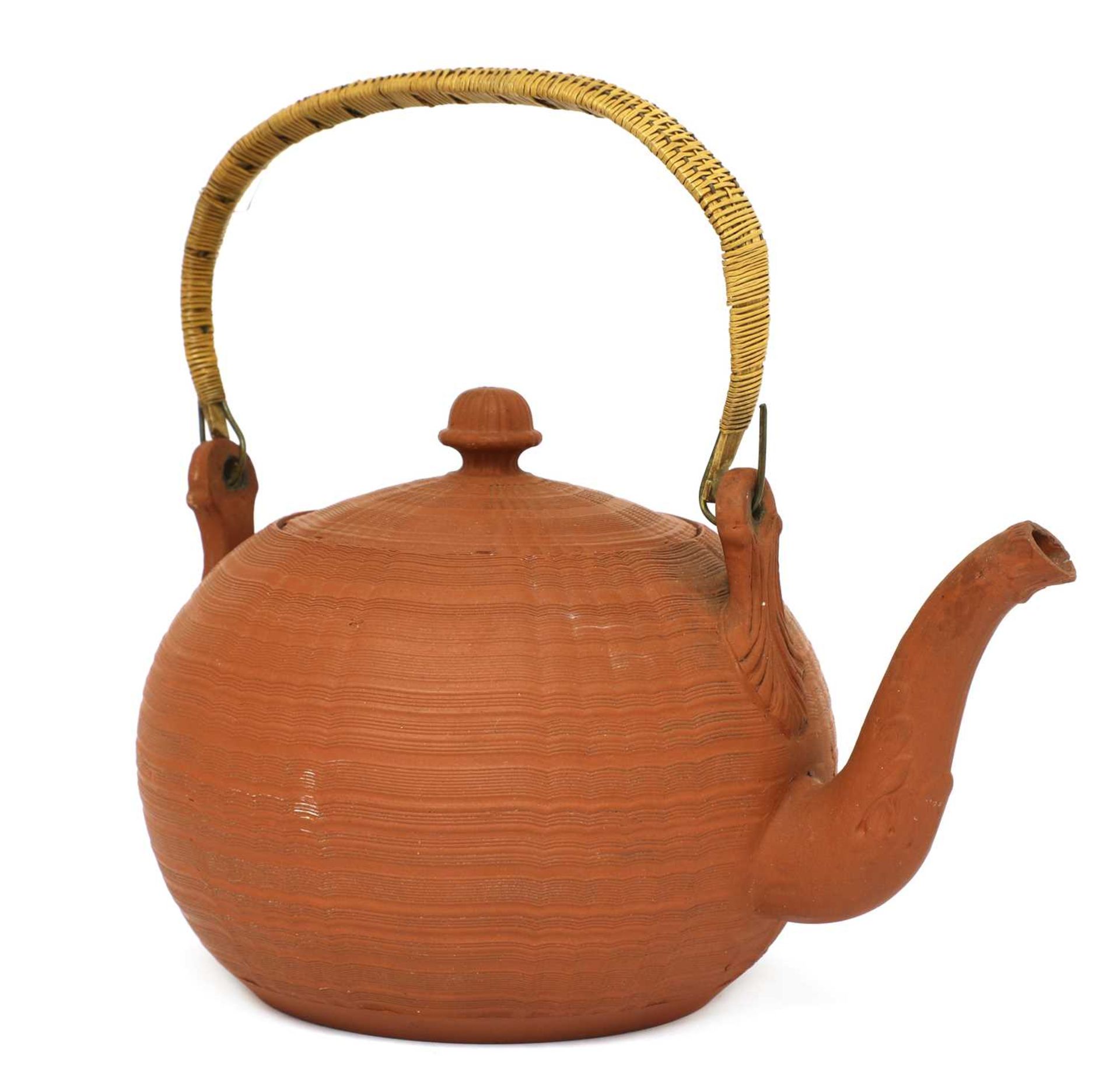 A Staffordshire redware globular tea kettle and cover, - Image 2 of 4