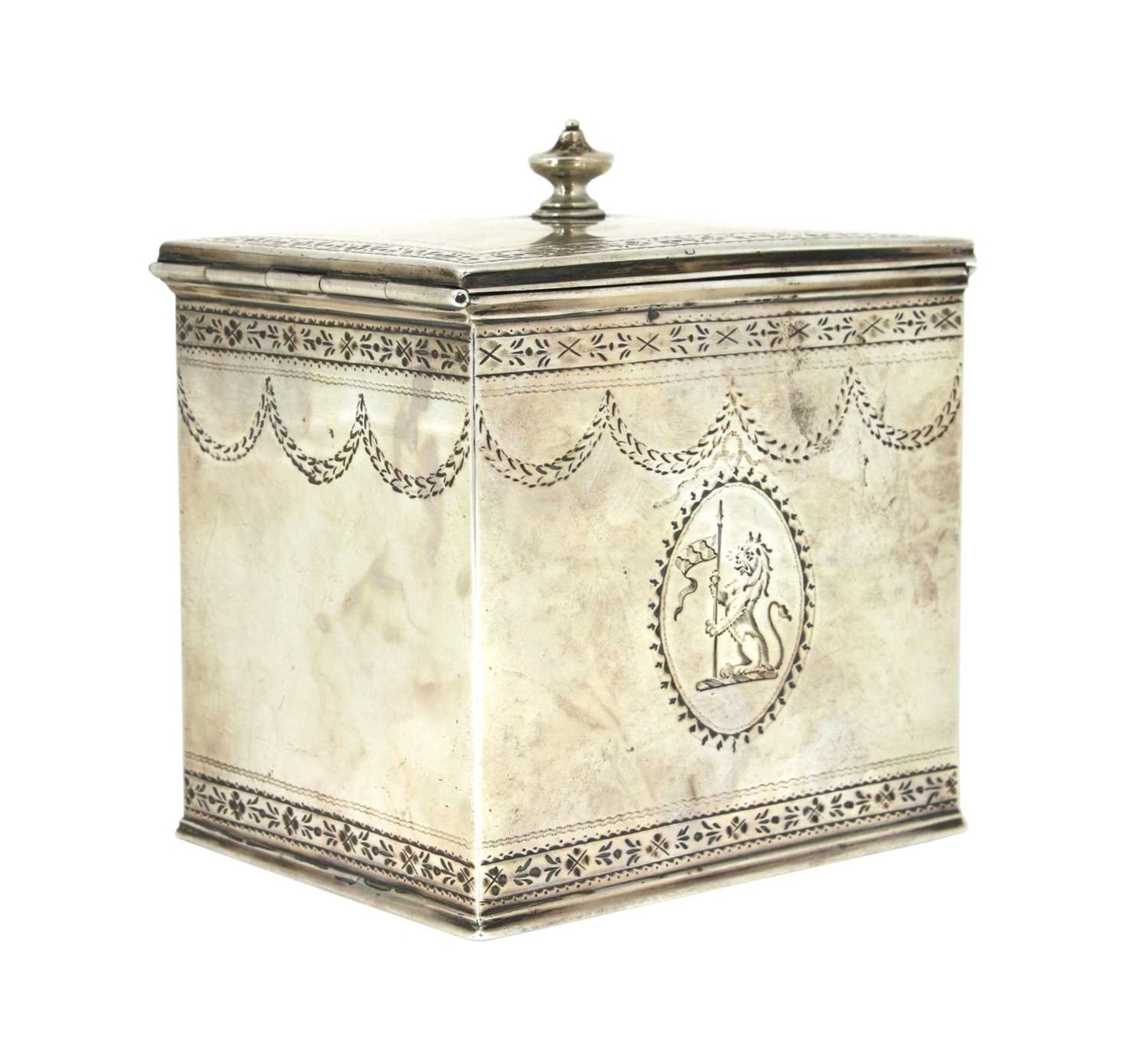 A George III silver tea caddy,