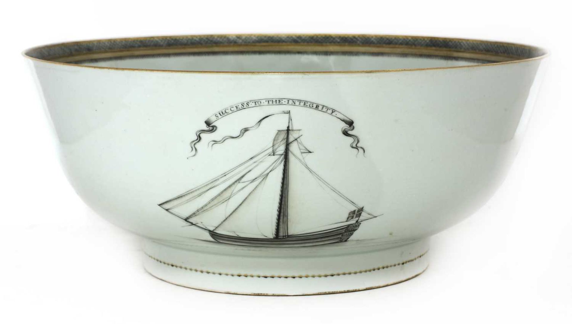 A large Chinese export porcelain punch bowl, - Image 2 of 5