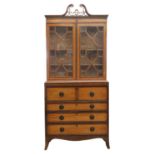 A Regency satinwood and mahogany secretaire bookcase,
