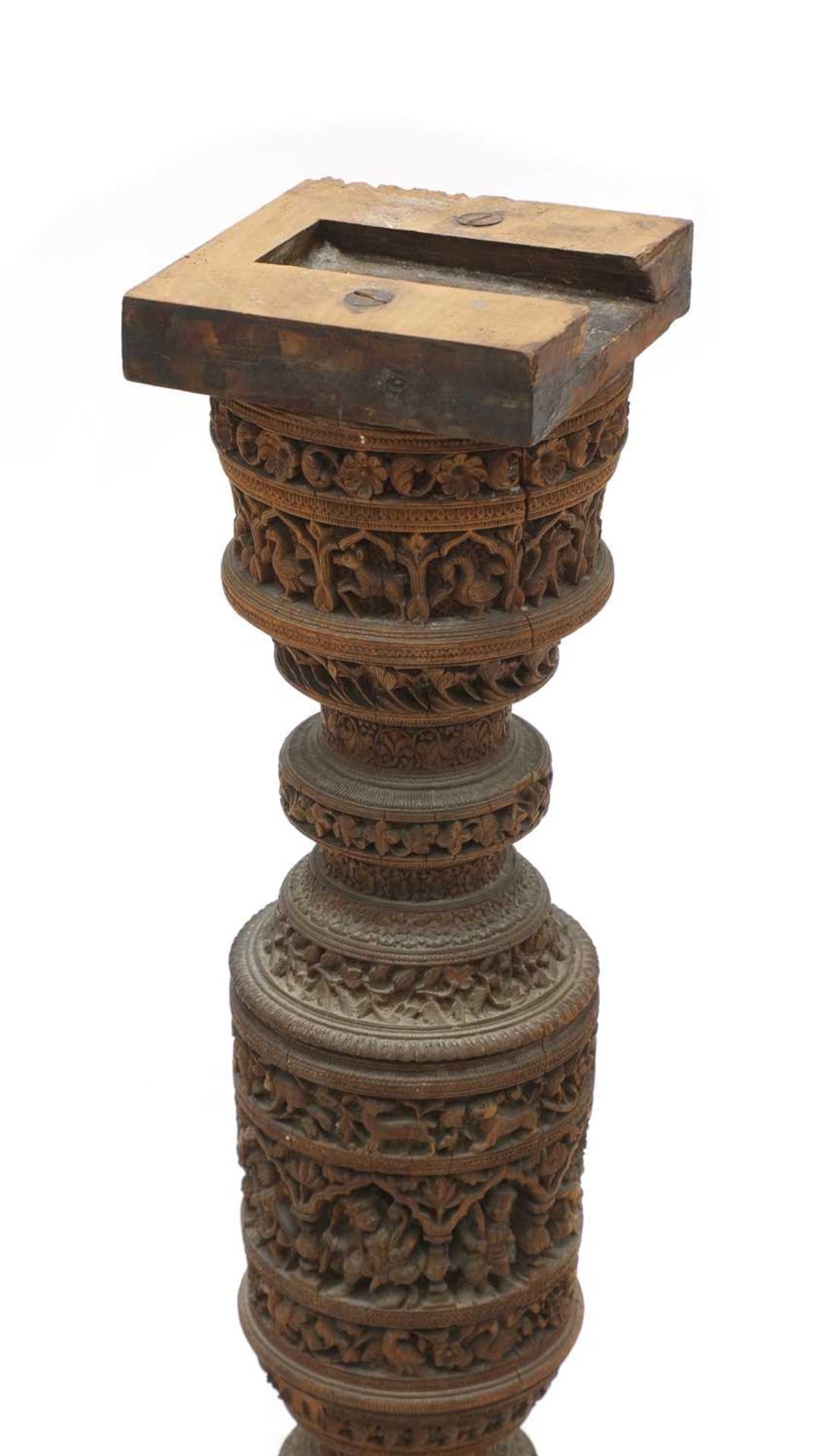 An Indian carved sandalwood chess or games table, - Image 4 of 5