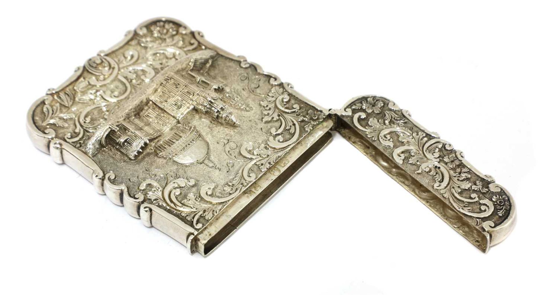 A Victorian silver castle-topped card case, - Image 3 of 6