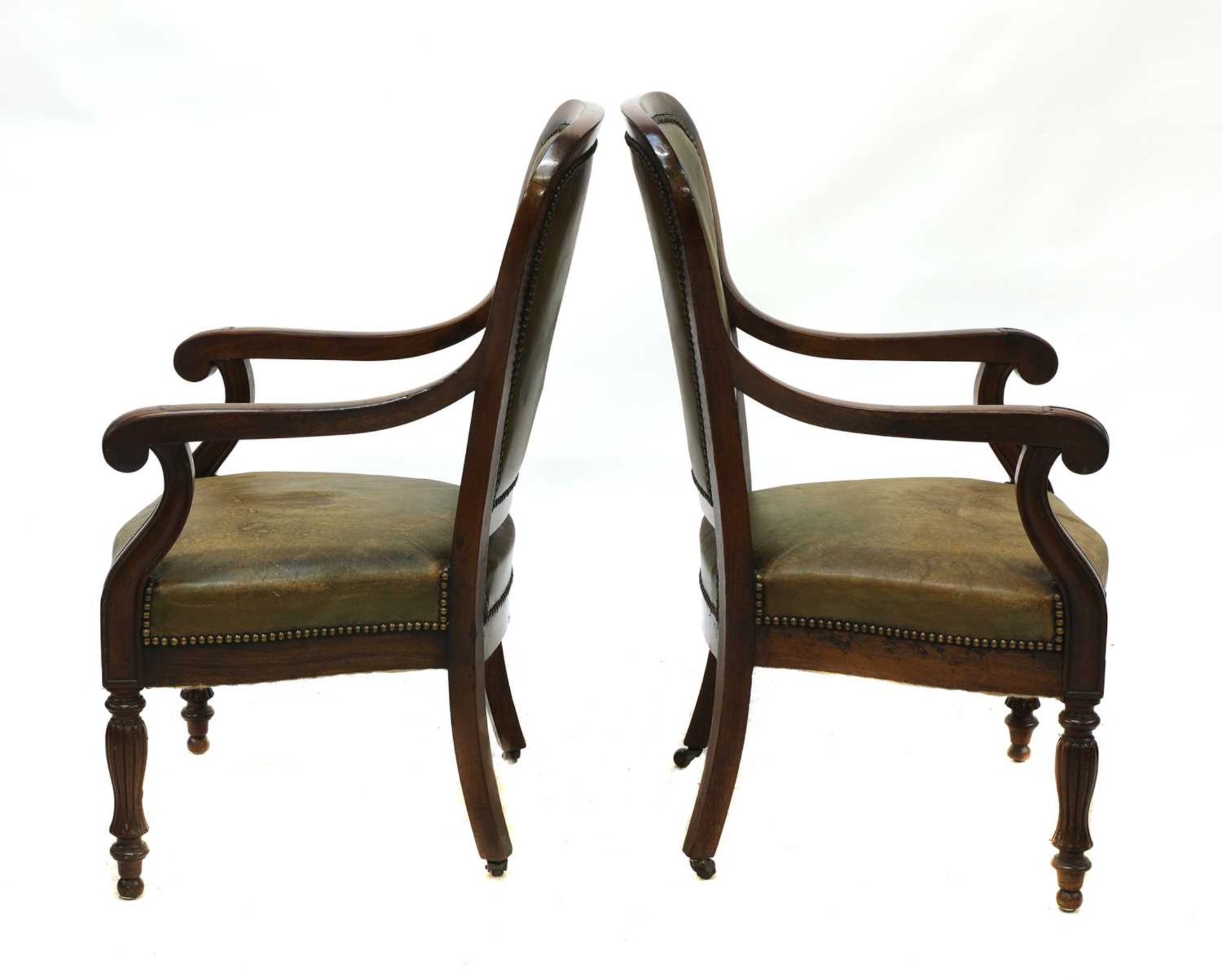 A pair of French Louis Philippe mahogany library armchairs - Image 2 of 4