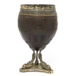 A George III silver-mounted coconut cup,