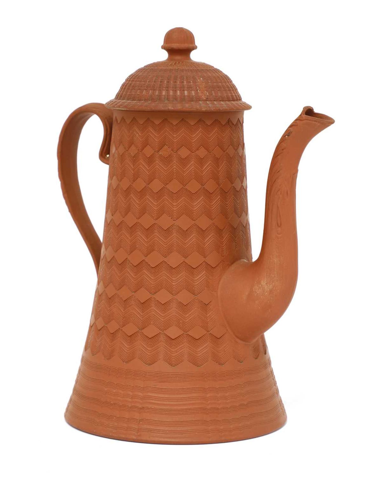 A rare Staffordshire redware tapering-sided coffee pot and domed cover, - Image 3 of 4