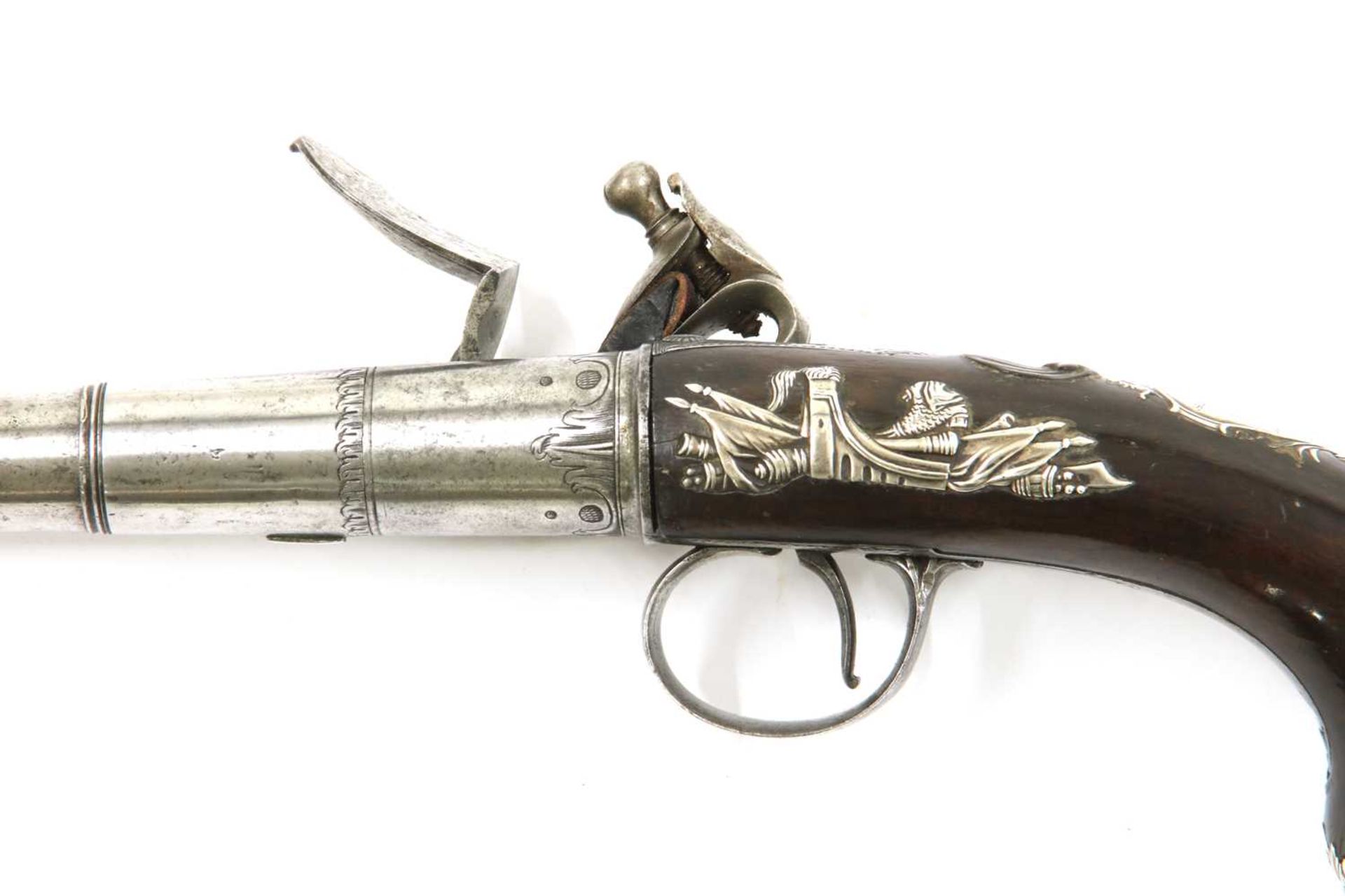 A pair of Queen Anne-style flintlock pistols, - Image 12 of 17