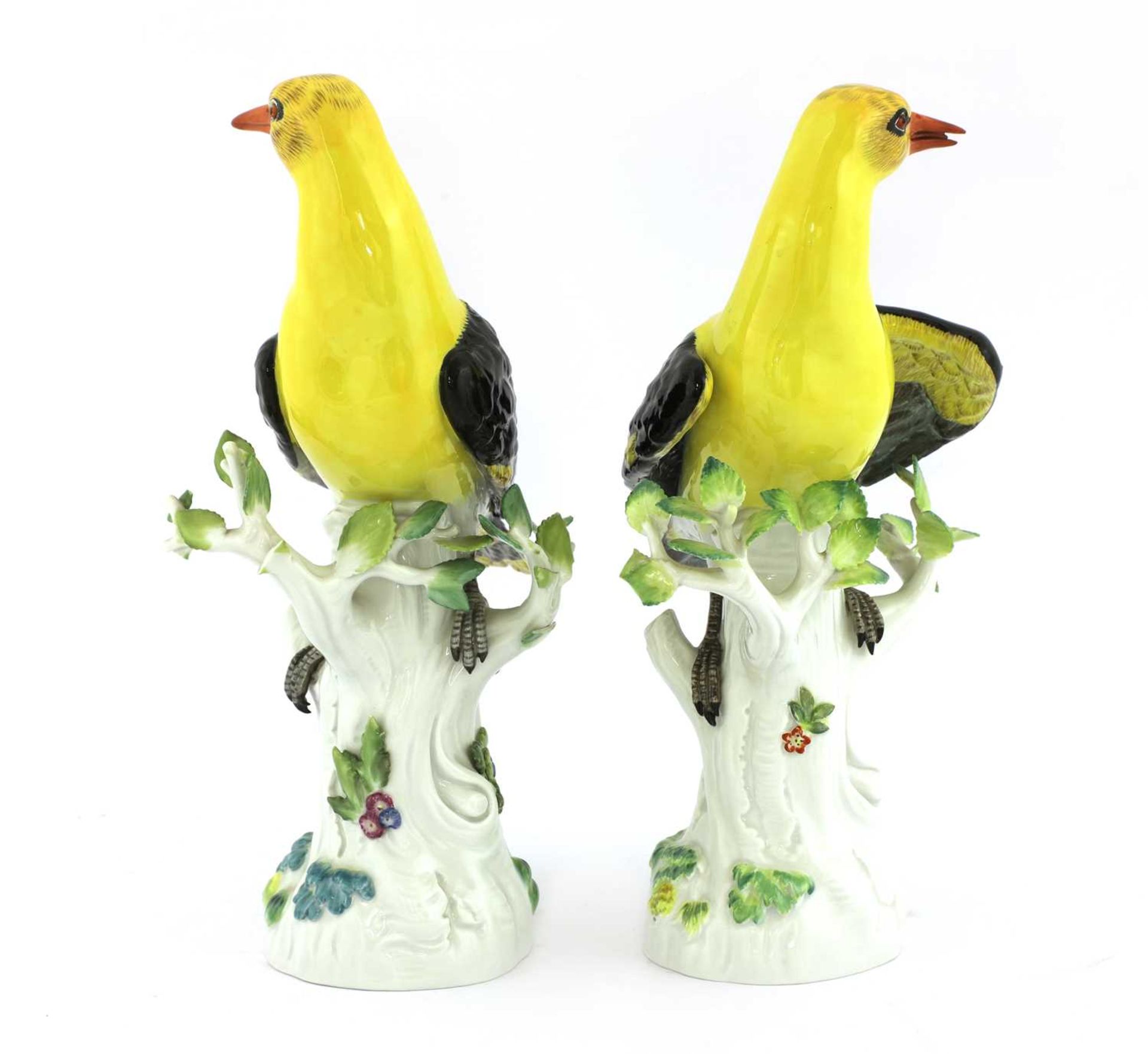 A pair of Meissen porcelain models of golden orioles, - Image 3 of 4