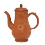 A Staffordshire redware small baluster-shaped coffee pot and cover,