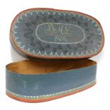 A large painted pine oval box and cover,