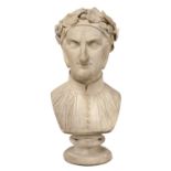 A marble portrait bust of Dante Alighieri,