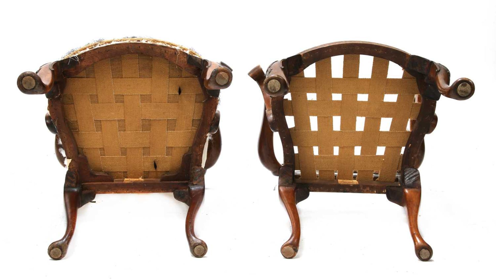 A pair of George II-style walnut side chairs, - Image 4 of 7